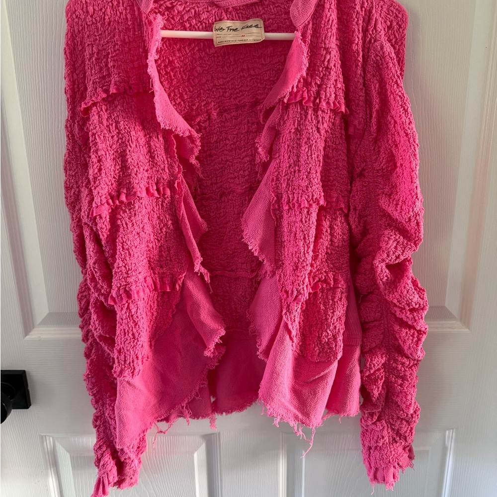 We The Free Fuchsia Textured Cardigan